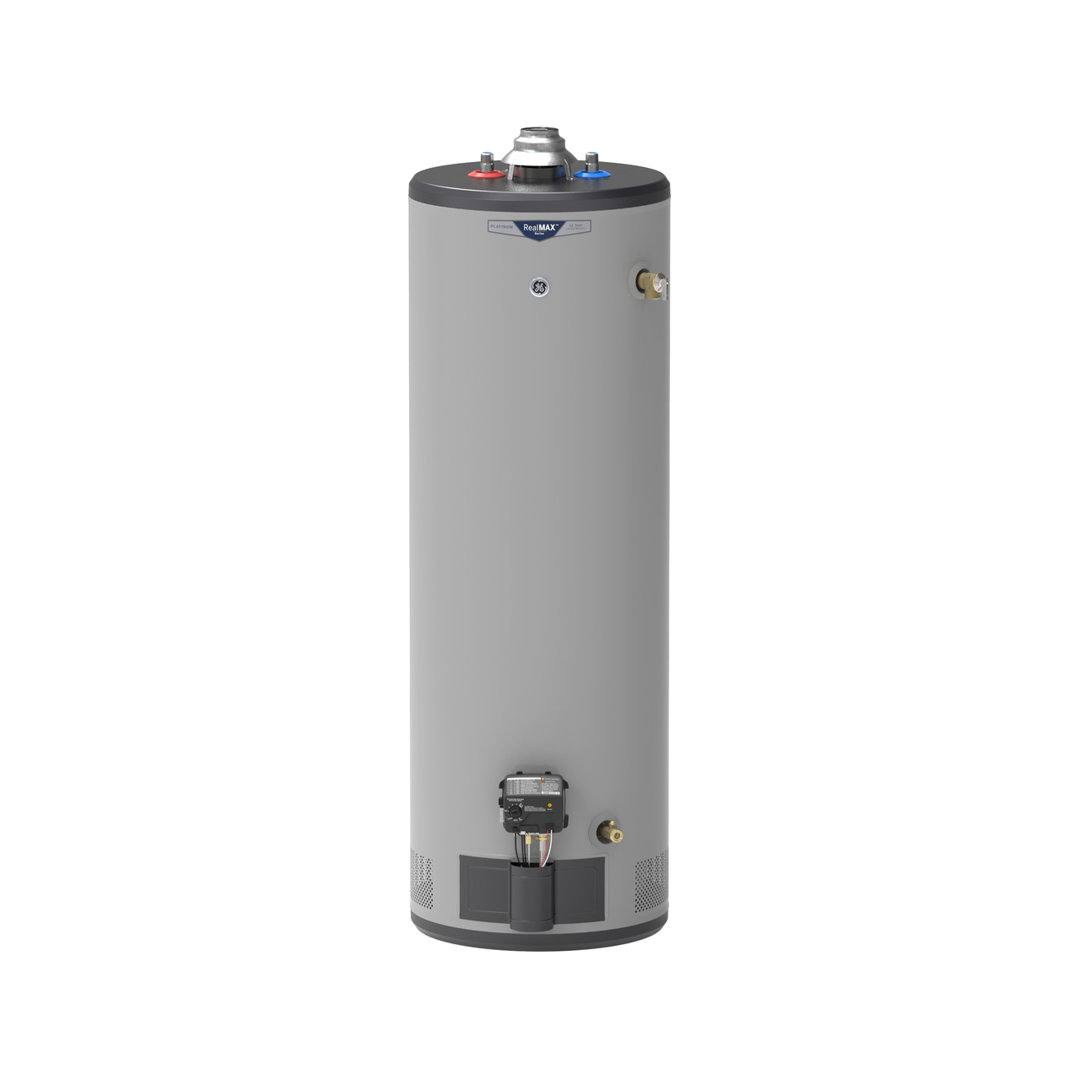 GE RealMAX Platinum 40-Gallon Tall Natural Gas Atmospheric Water Heater GE Appliances