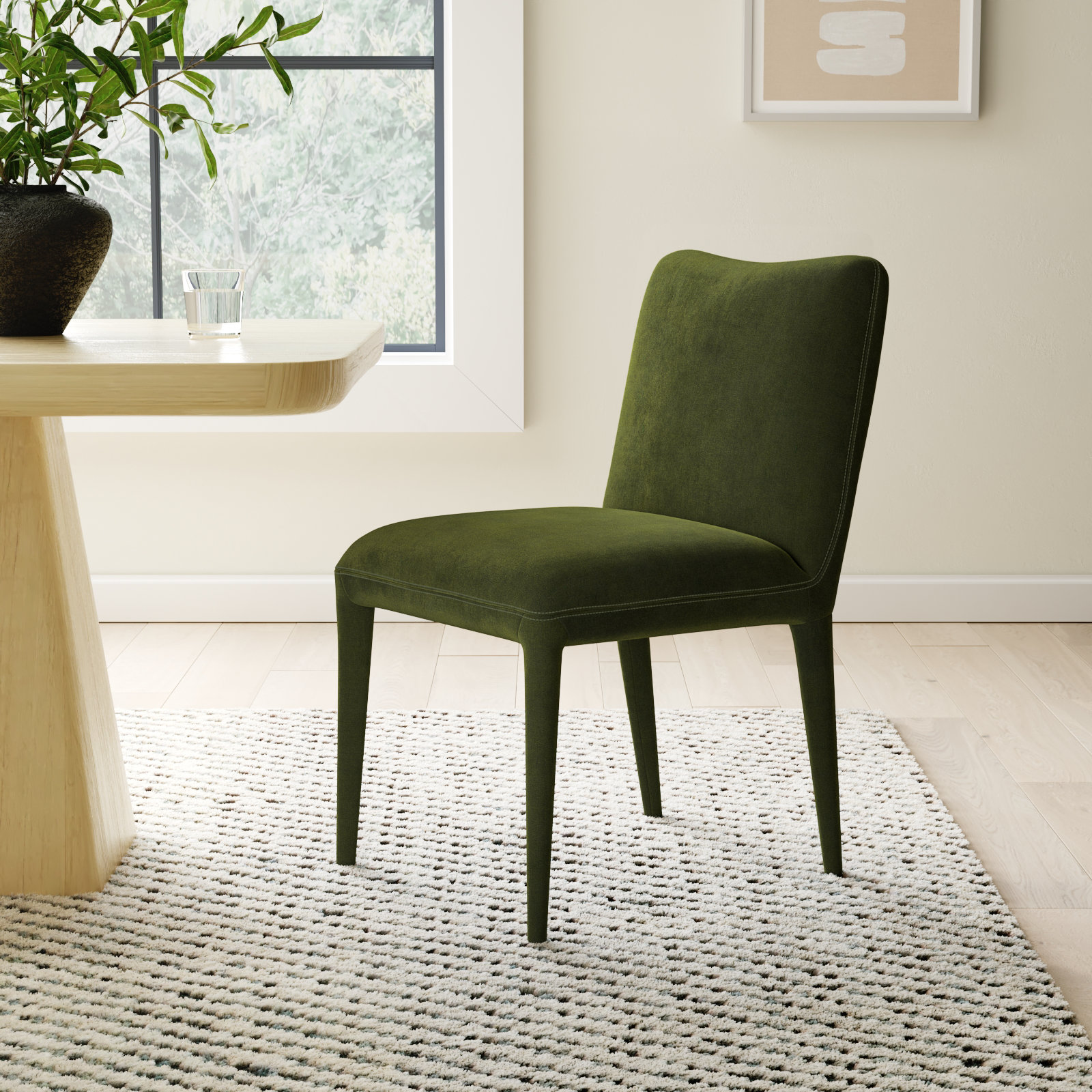 Andersen Side Chair, Dark Green Performance Velvet