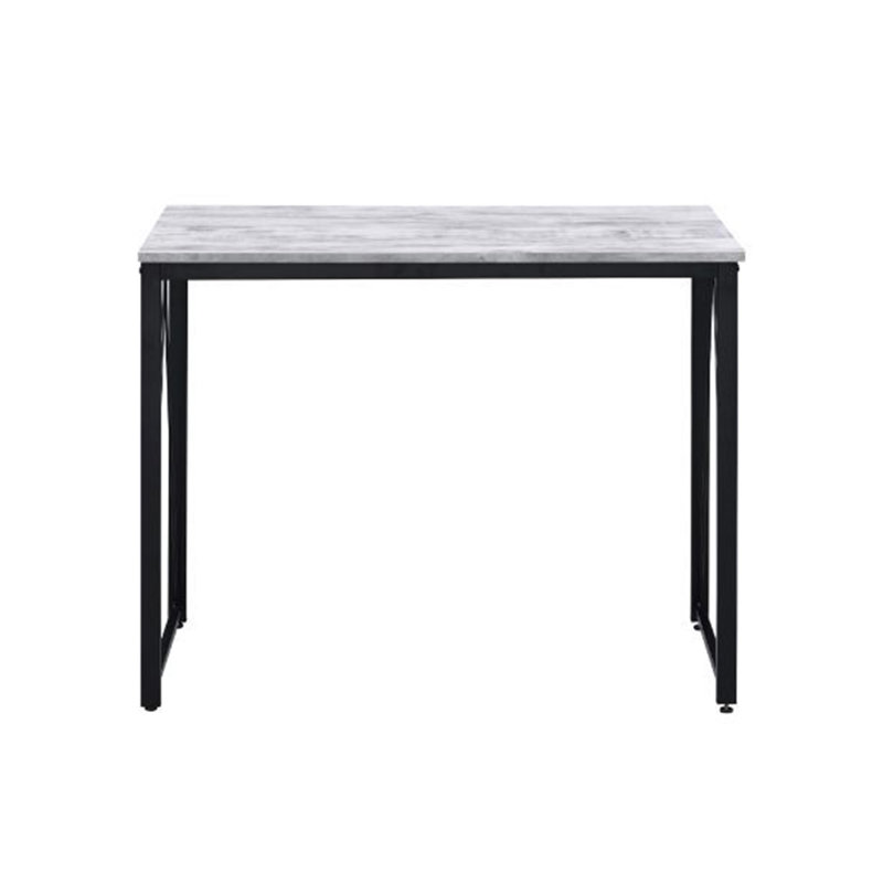 Bureau d'écriture rectangulaire avec base en métal, H 28 po x l 35 po x P 18 po, Blanc antique