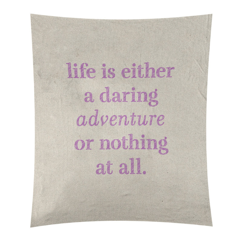 Tapisserie en polyester "life quote" adventure, H 80 po x l 68 po, Blanc / violet