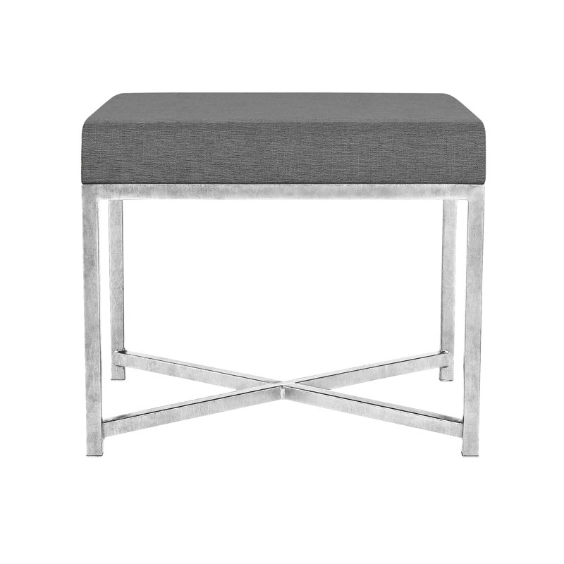 New York Iron Accent Stool, Silver Leaf, Charcoal