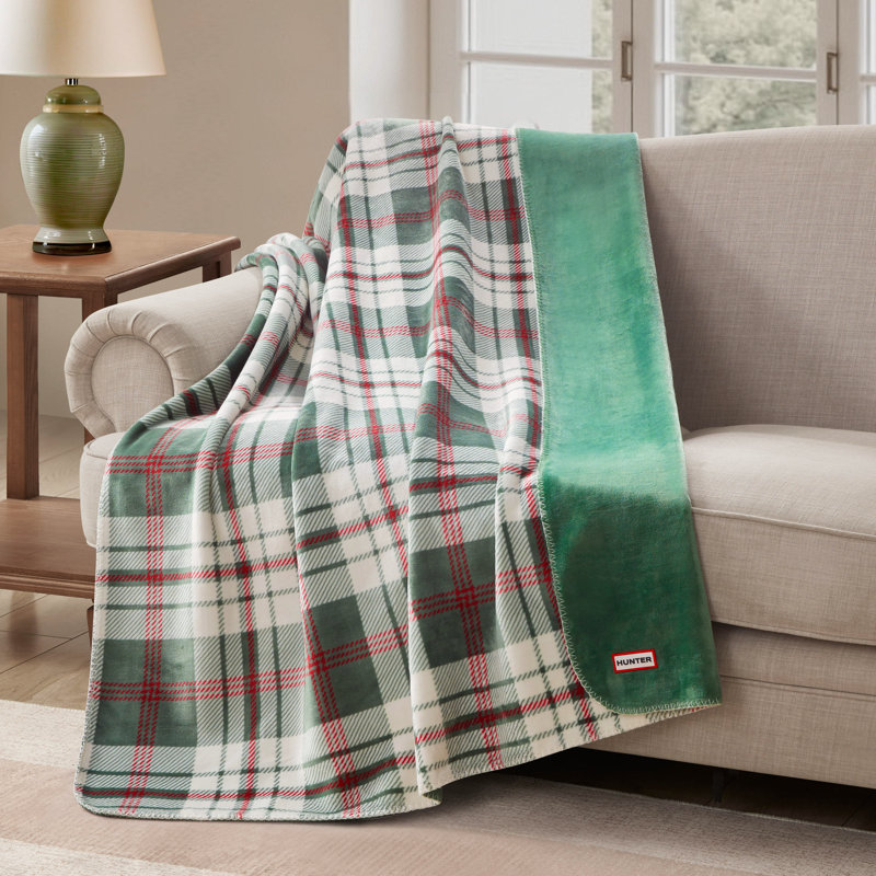 Hunter Reversible Plaid Plush Throw Blankets, Douglas