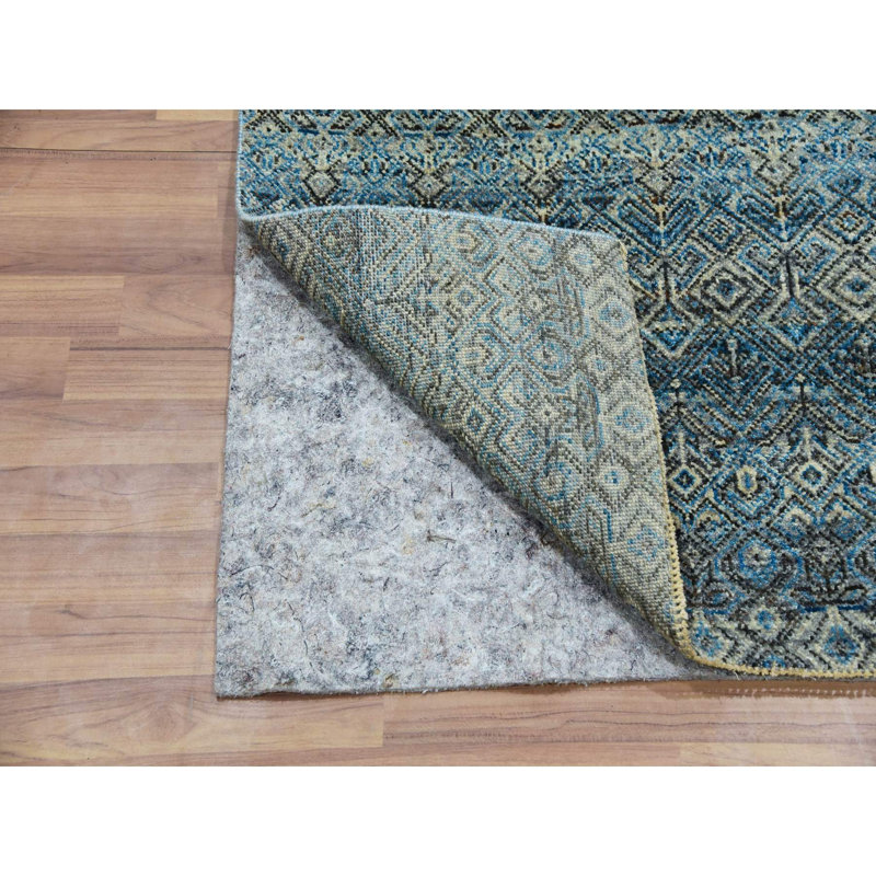 Tapis de couloir bleu en laine noué à la main 2 pi 6 po x 8 pi 0 po Kohita