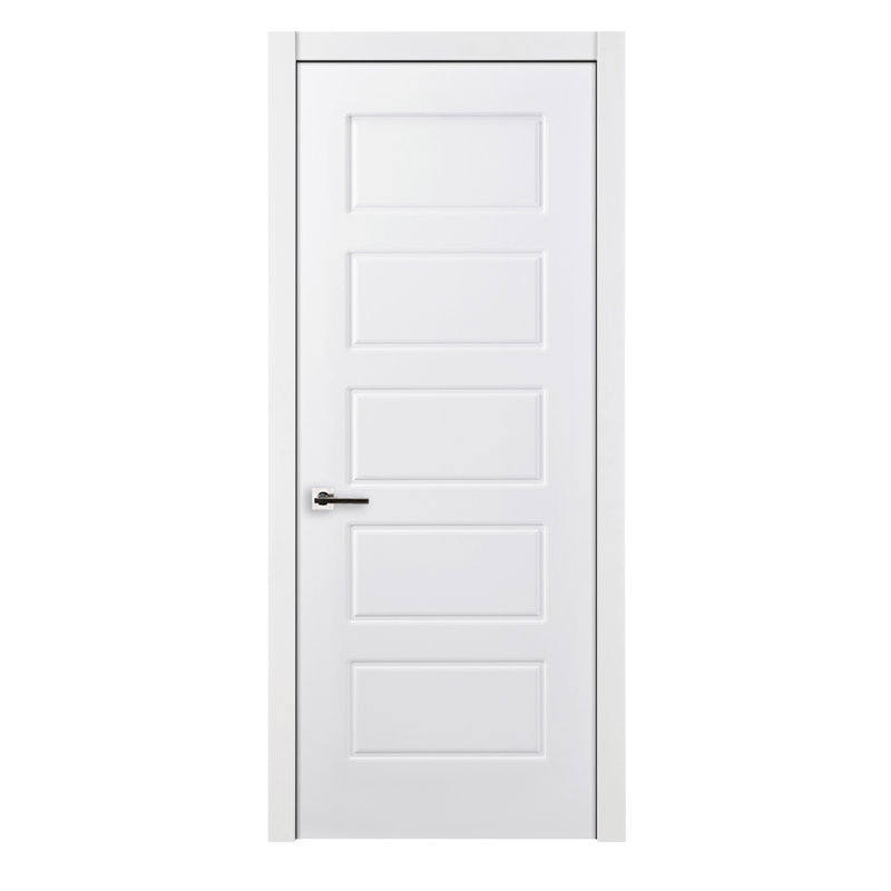 Porte intérieure traditionnelle stratifiée blanche à 5 panneaux avec ouverture à gauche et à droite, 35,75 po x 80 po 