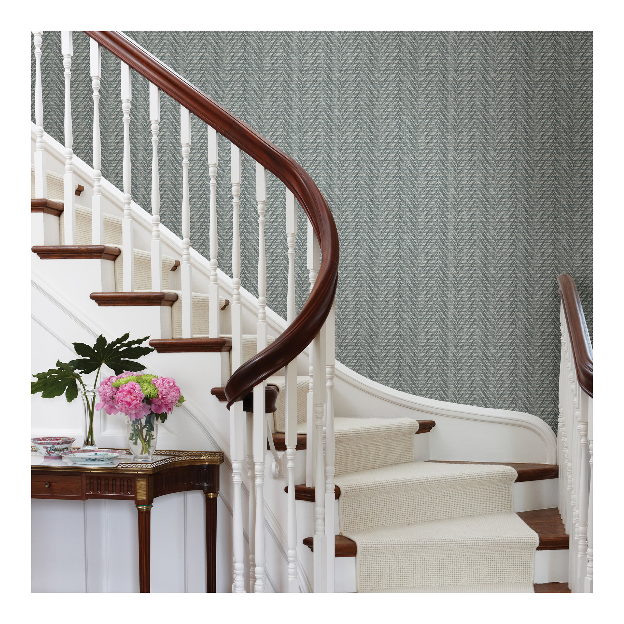 Ziggity Chevron Wallpaper, Aegean
