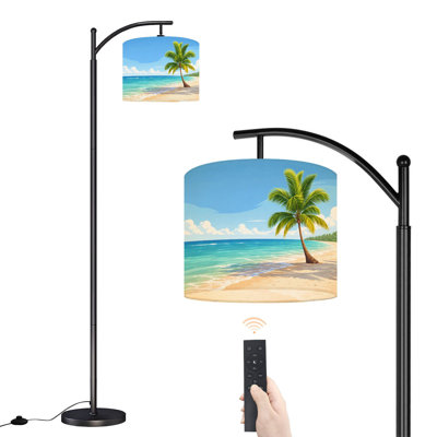 Lampe sur pied à arc avec abat-jour réglable Palm Beach Beach surplombant l'océan Lampe sur pied 3 températures de couleur à intensité variable pour lampe