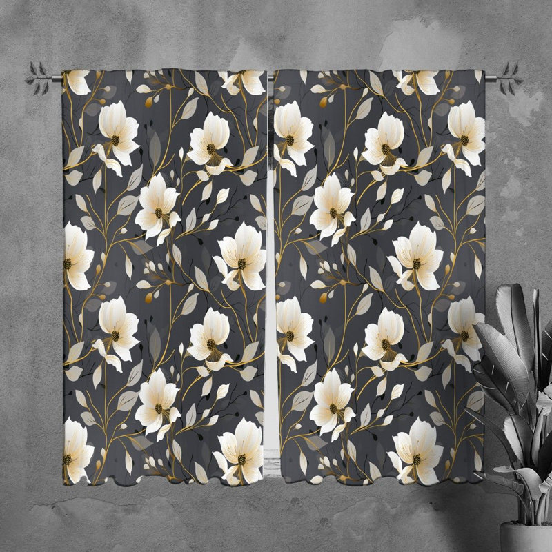 Rideaux à motif floral - 6138, L 40 po x L 61 po
