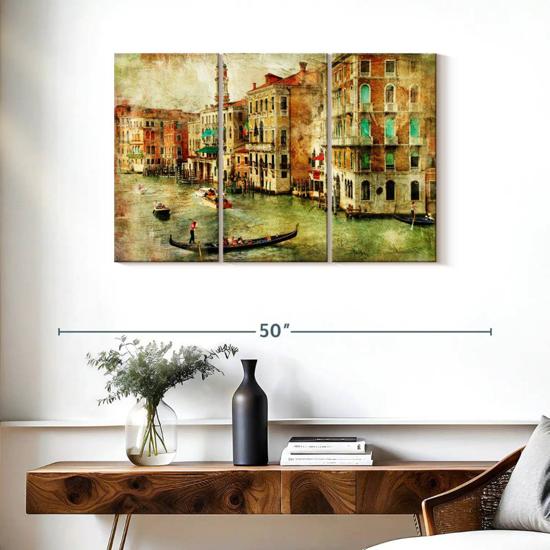 Reproduction d'art sur toile rétro vintage de Venise, H 24 po x l 38 po x P 1,25 po