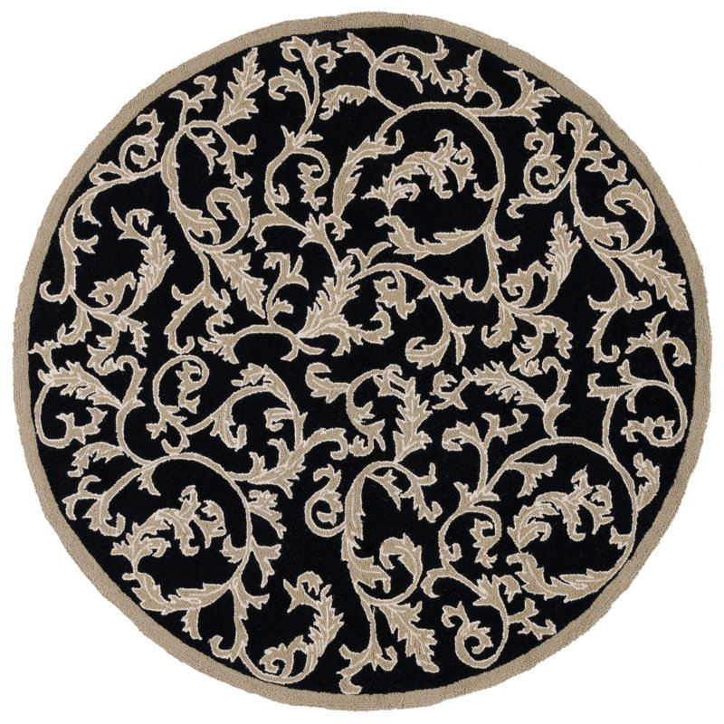 Hand Hooked Wool Floral Rug