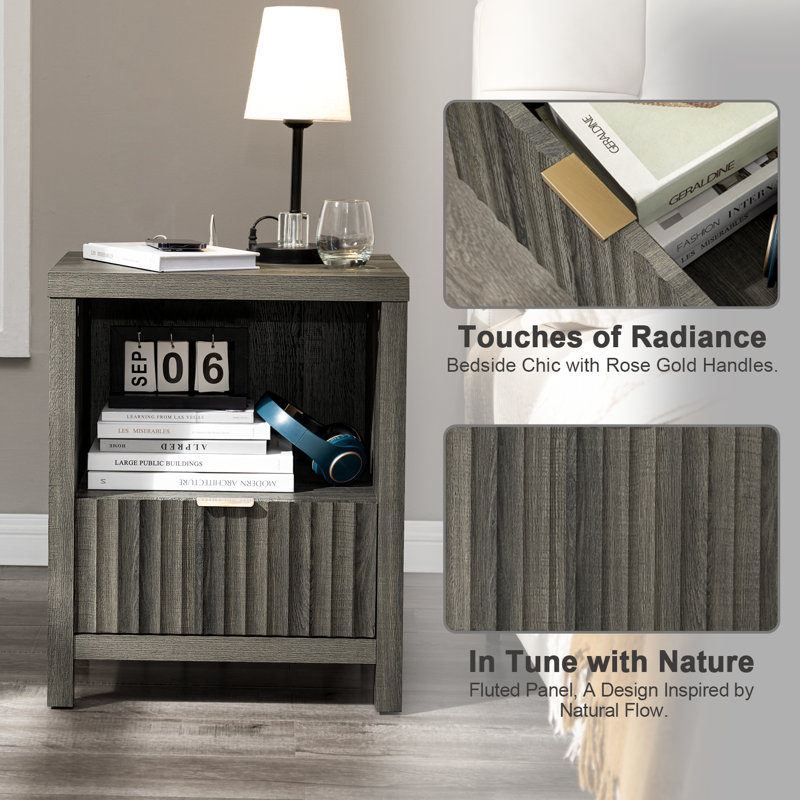 Latitude Run® Arrilla 25'' Nightstand with USB & Outlet