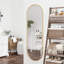 Miroir ovale pleine longueur 63 po x 20 po, cadre en alliage d'aluminium brossé antirouille, miroir mural pour entrée de salle de bain dans la chambre à coucher, reflet HD transparent, doré