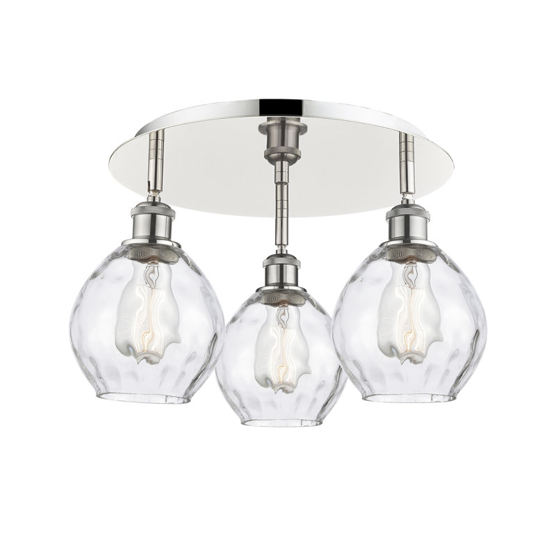 Beren Glass Flush Mount, Polished Nickel