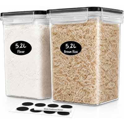 Dwellza Kitchen Large Flour and Sugar Storage Containers 5.2L Set of 2