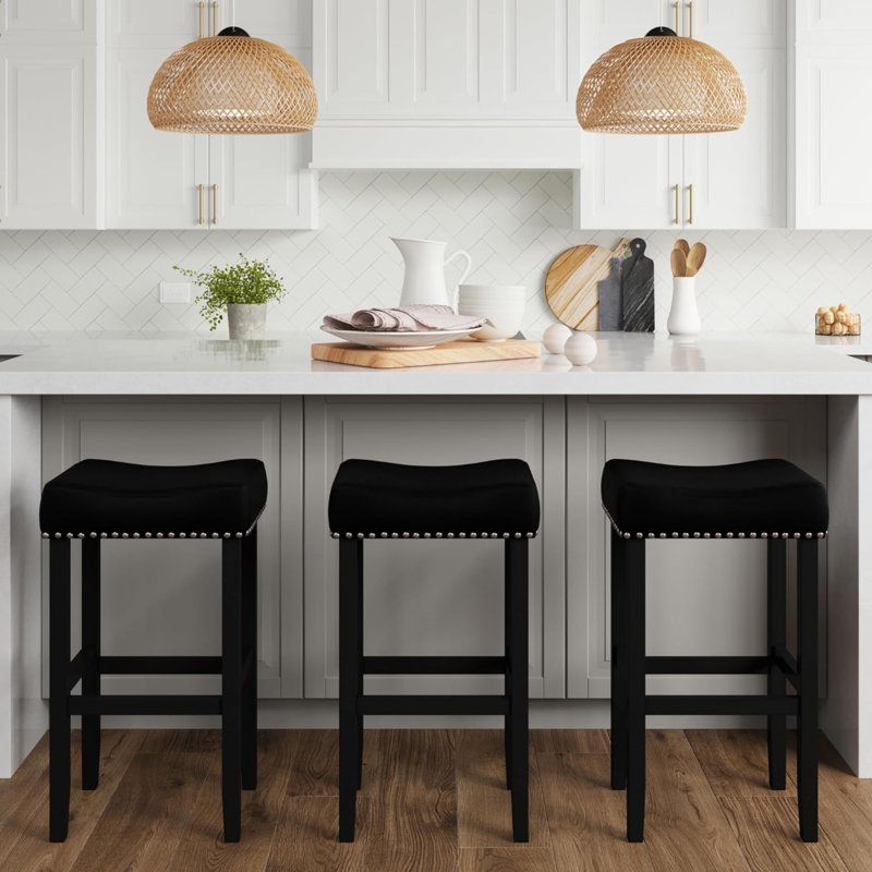 Tabouret de bar Hylie, Noir, Tabouret de bar (siège d'une hauteur de 29 po)
