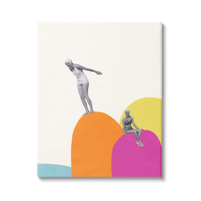 «Modern Swimmers Diving Glacier Scenery Collage» par Cassia Beck, L 16 po x H 20 po, Toile tendue