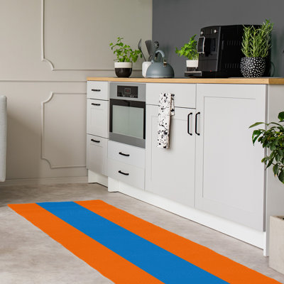 Tapis orange/bleu tissé à plat Miami