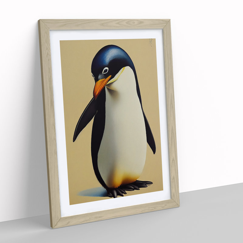 A Cute Penguin - Framed Print, 64cm H x 46cm W x 2cm D, Oak Framed