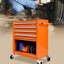 Chariot à outils orange à 4 tiroirs avec roulettes - Composition et commodité en acier - Rangement de tiroir à roulement pour le garage dans une fabrication solide-2095276864