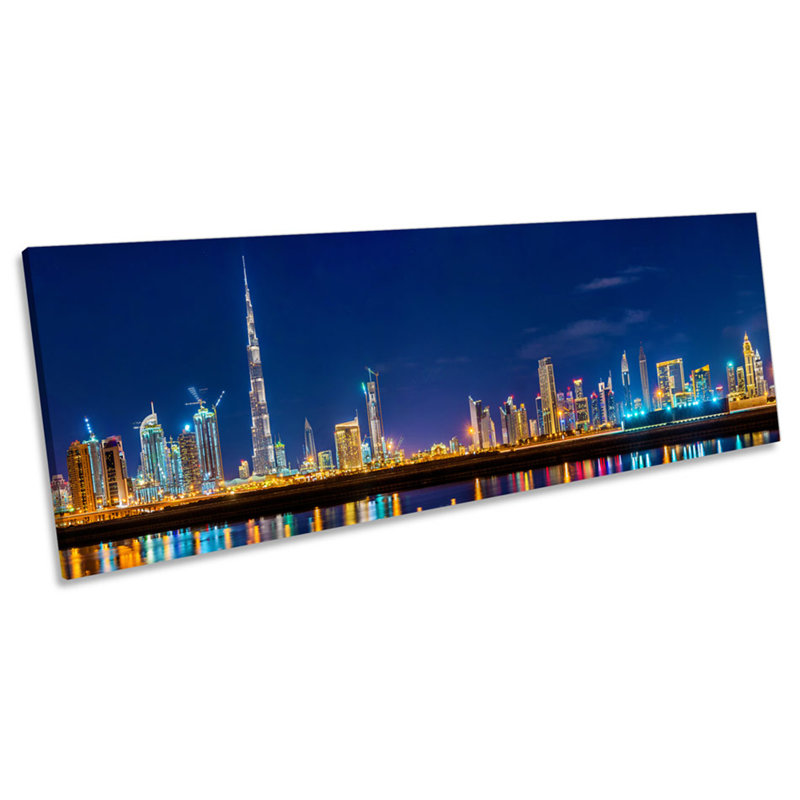 Dubai City Skyline - Wrapped Canvas Panoramic Print, 40.64cm H x 121.92cm W x 2cm D