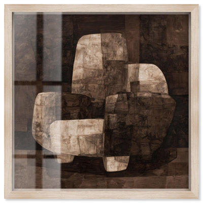 Art mural bohème monolithe «I Shadowbox» par Art Remedy, cadre blond, 21 x 21