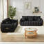 Canapé de salon moderne 3 places + 3 places, canapé en peluche, structure en bois, 6 coussins, mobilier d'appartement
