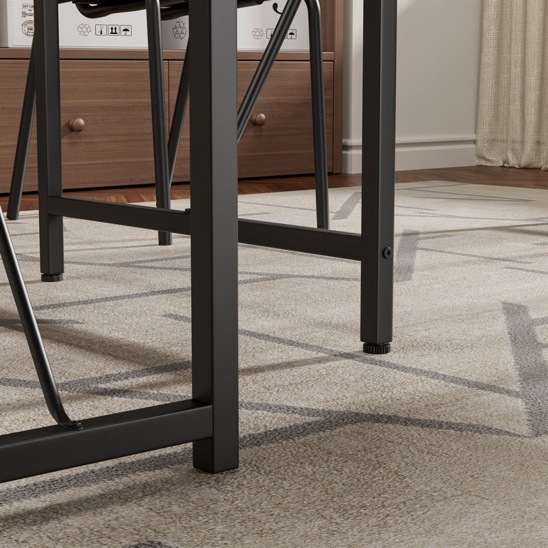 Samir 4-Piece MDF Dining Table Set with Metal Legs, Brown, Brown, Black