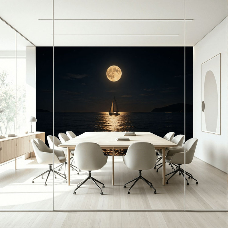 Papier peint adhésif pelez et collez, voilier sous mur, autocollant et amovible, 99.6" L x 144" W