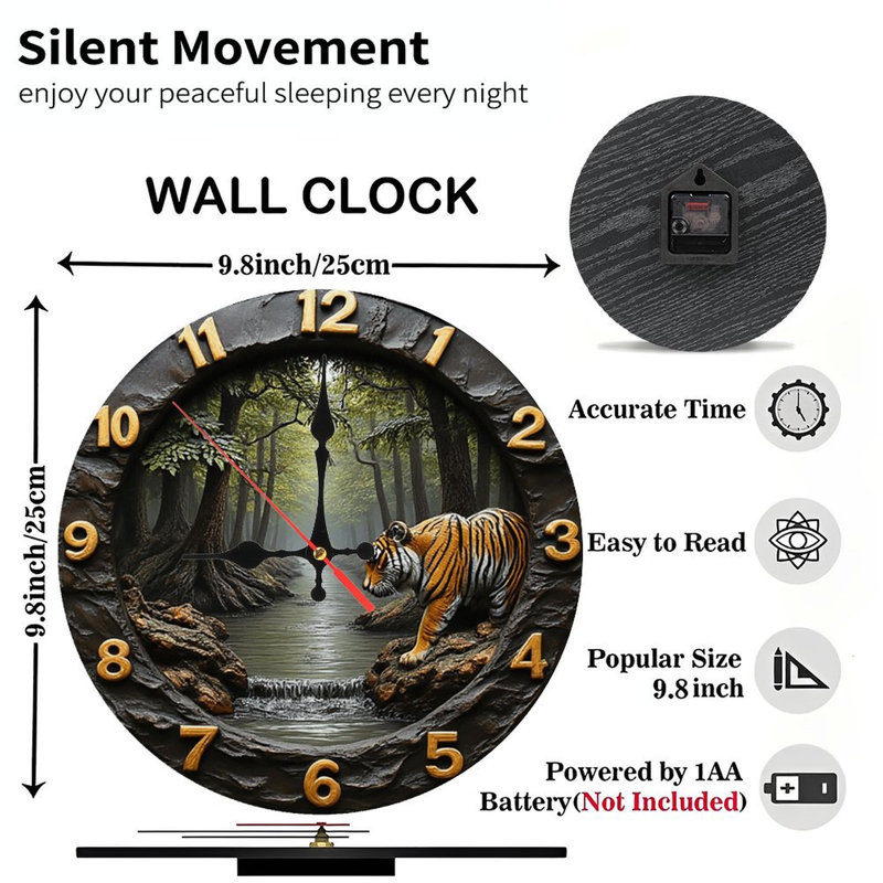 Tiger Forest Stream Wall Clock