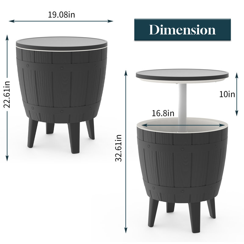 Seau à glace en résine pour terrasse avec plateau extensible