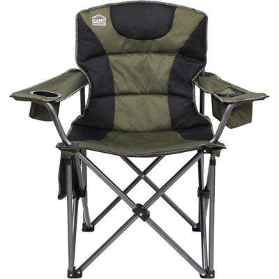 450lbs Capacity Oversized Padded Folding Camping Chair with Cooler Bag and Cup Holder