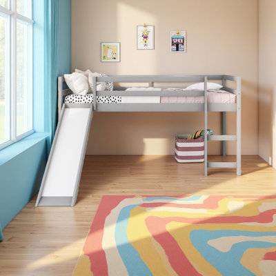 Loft Bed With Slide, Multifunctional Design, Twin