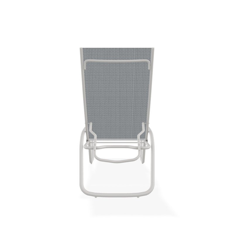 Outdoor Rust-Resistant Metal Chaise Lounge, Textured Snow, Boulder