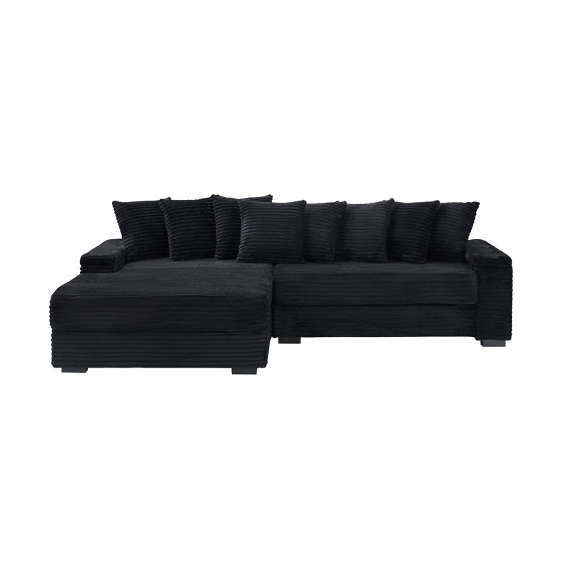 Pettisville 2 - Piece Upholstery Sofa, Black Corduroy, Left Hand Facing