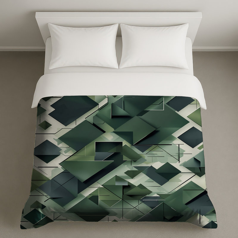 Housses de couette à formes géométriques vertes, King