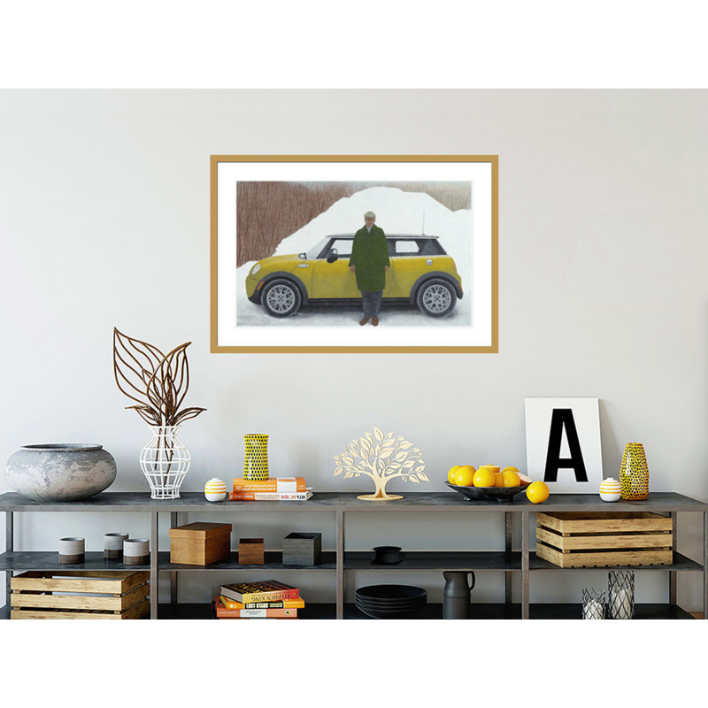 «Artist and Car» par Alex Colville - Reproduction giclée encadrée, H 28,5 po x l 41,5 po