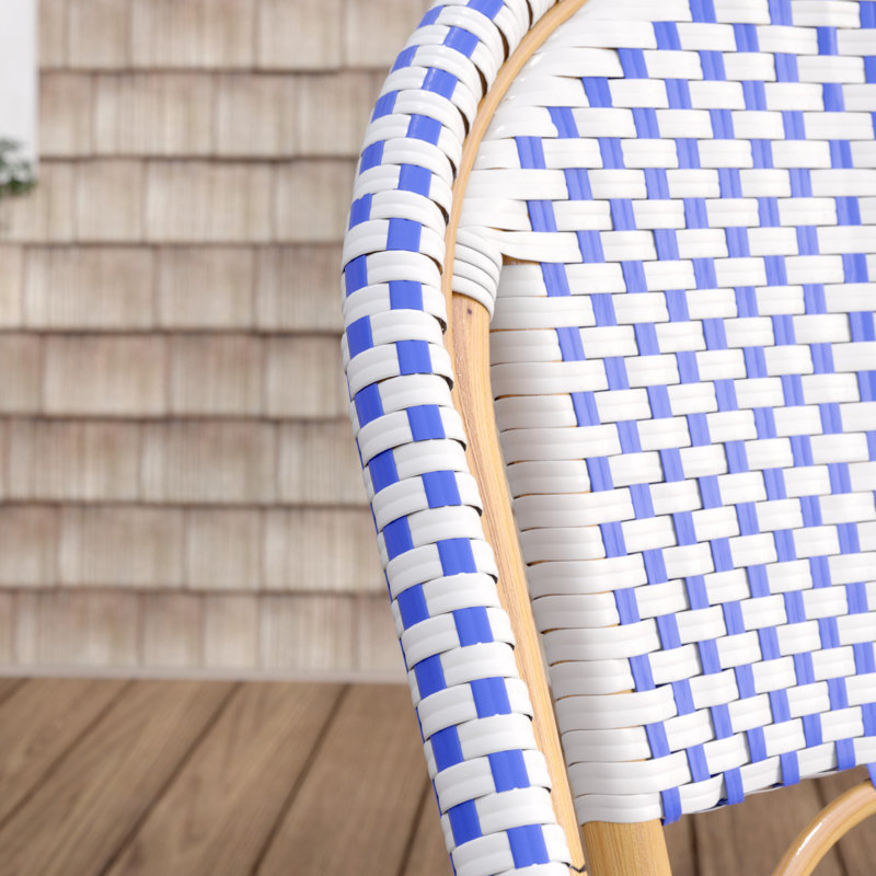 Chaise d'appoint de patio en osier / rotin Casidy, Bleu