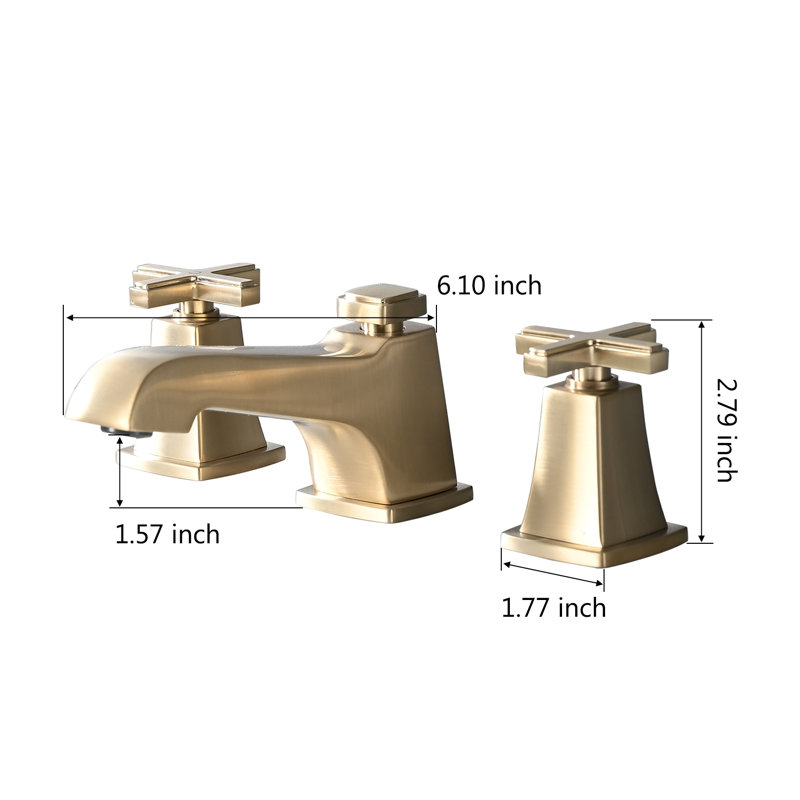 Widespread 2-handle Bathroom Faucet with Drain Assembly, Brushed Gold