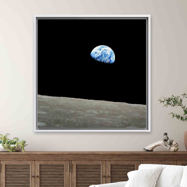 Print on Canvas, 80 cm H x 80 cm W, White, Framed Print without Mat