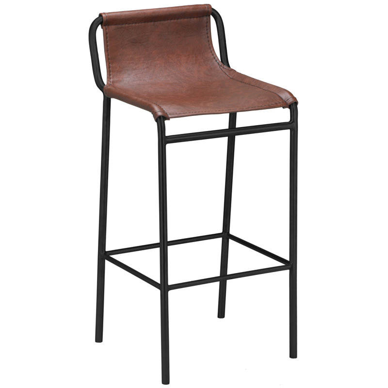 Tabouret de comptoir Dax, Cuir brun végétalien