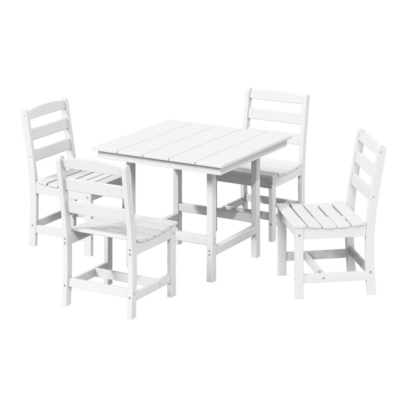 5-Piece Side Chair Dining Set, White