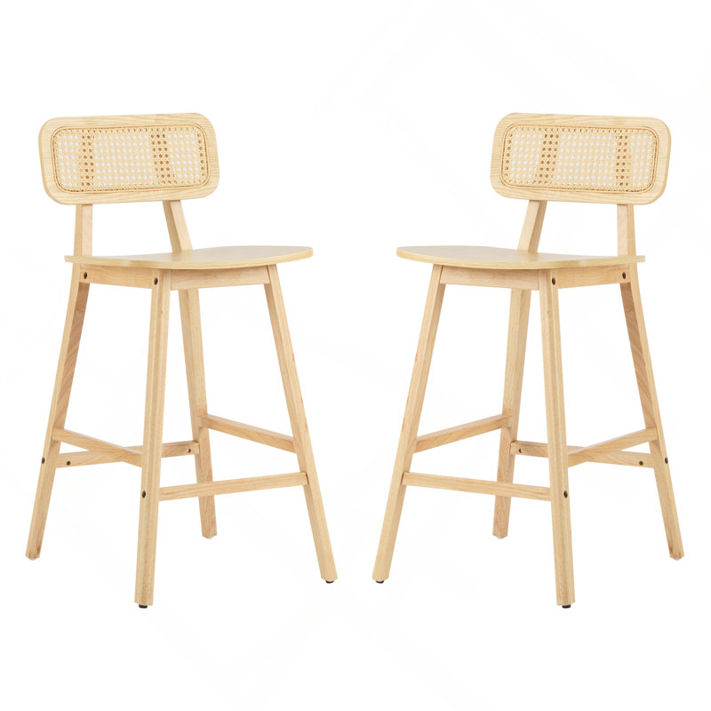 Bari Indoor Barstool, Natural Finished, Set Of 2, Natural