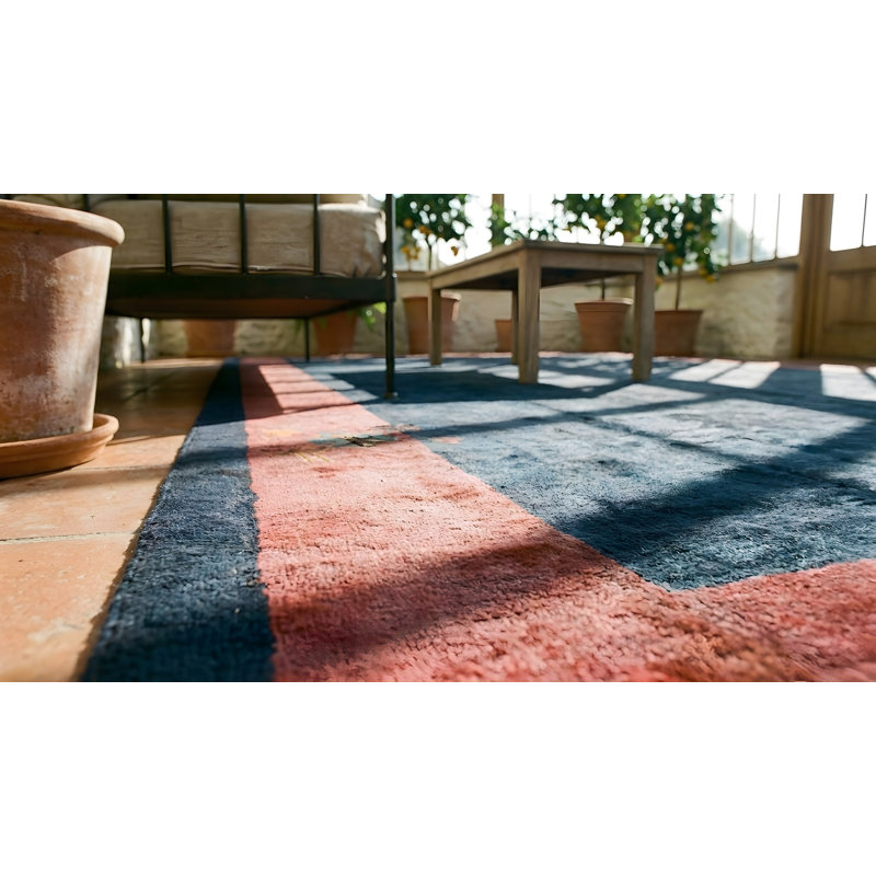 Minimalist Solid Blue Color Open Field Antique Chinese Art Deco Room Size Rug
