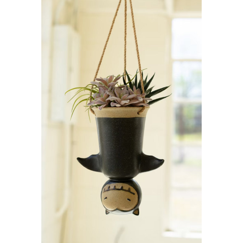  Halloween Ceramic Hanging Bat Planter 8.5" H Decorative Home Accent