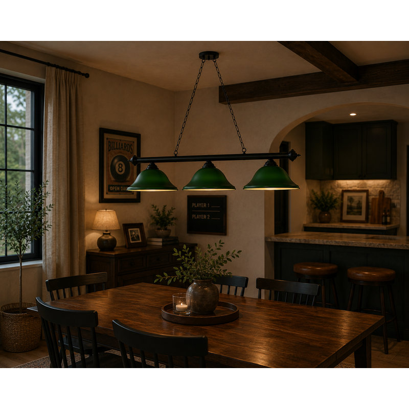 Luminaire suspendu pour table de billard 3 lumières Bowdon By RAM Game Room, Vert