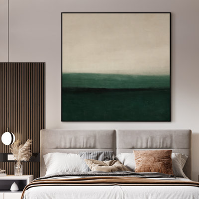 Très grand art mural imprimé sur tissu - Paysage abstrait neutre moderne pour la décoration d'œuvres d'art pour le salon ou la chambre à coucher - «Assemblage requis du cadre (cadre non fini)»