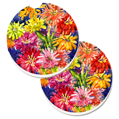 Ceramic Round 2 Piece Car Coaster Set