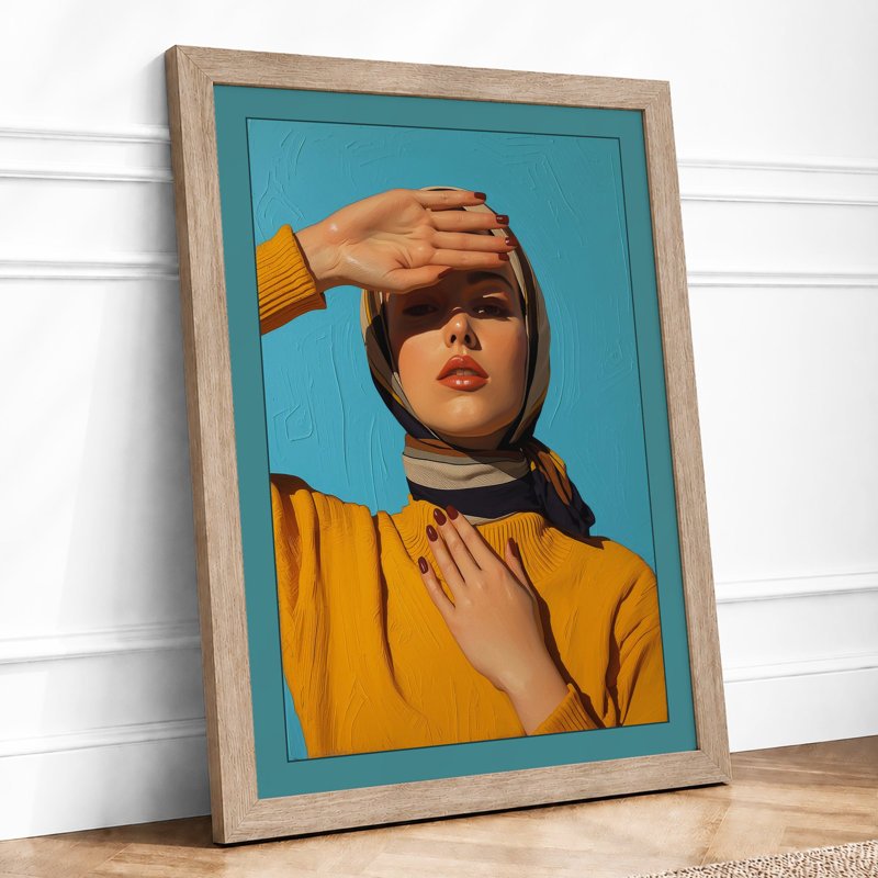 Contemplation In Blue Modern - Print, A2 - 59.4 x 42.0 cm, Oak