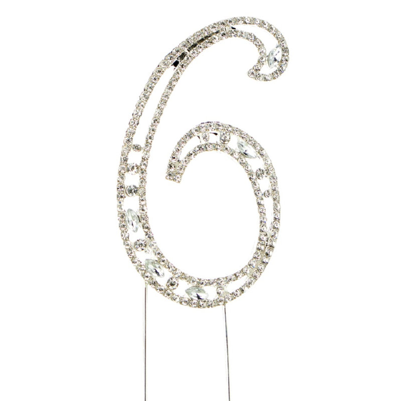 Surmatelas à gâteau 6 rhinestone, Argent