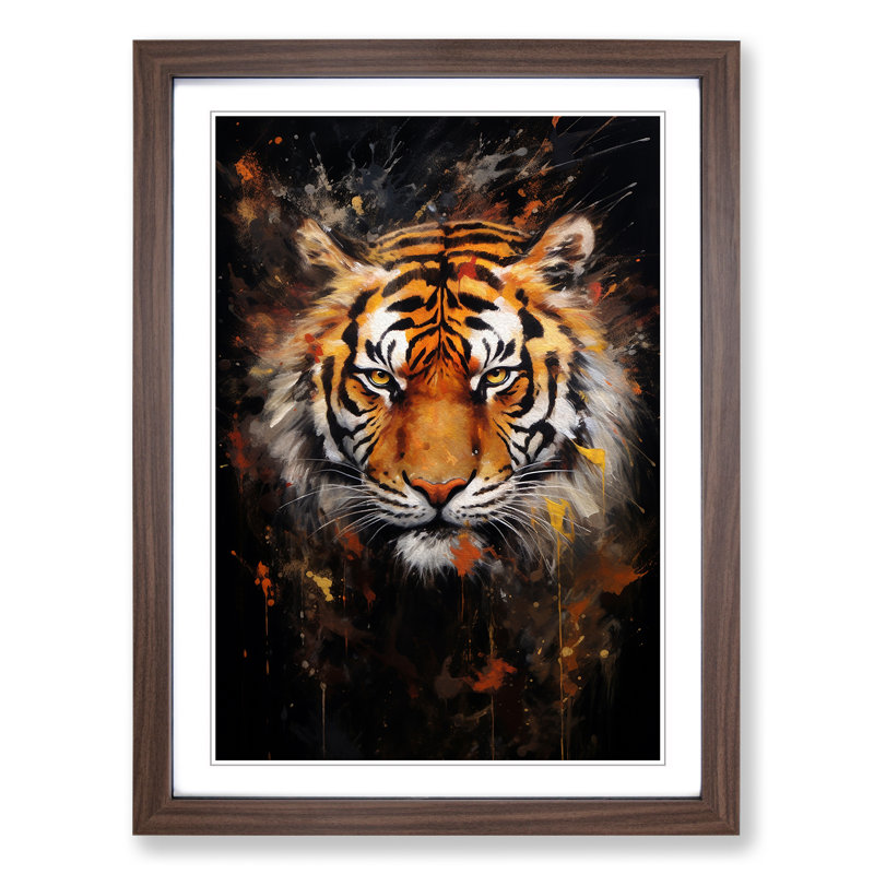 Tiger Abstract No.2 - Framed Print, 34cm H x 25cm W x 2cm D, Walnut 
