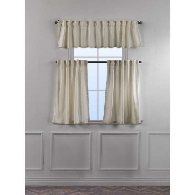 Decorative Kitchen Curtain And Valance,Caffe Curtains And Valance Set, Kitchen Curtains, Cream, 24" W x 30" L